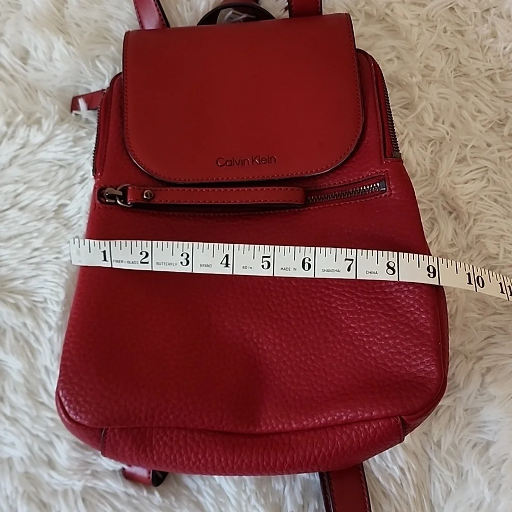 Calvin Klein Dark Red Faux Leather Backpack